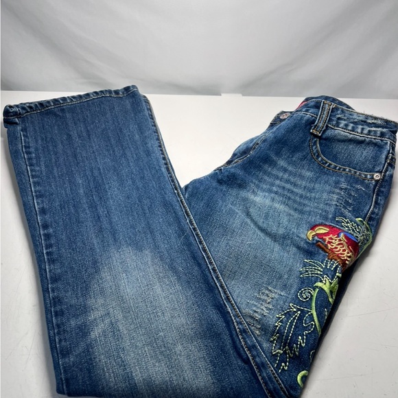 Vintage Moguitou MGT fashion brand distressed Embroidered Straight Low Rise 28 - Picture 7 of 9